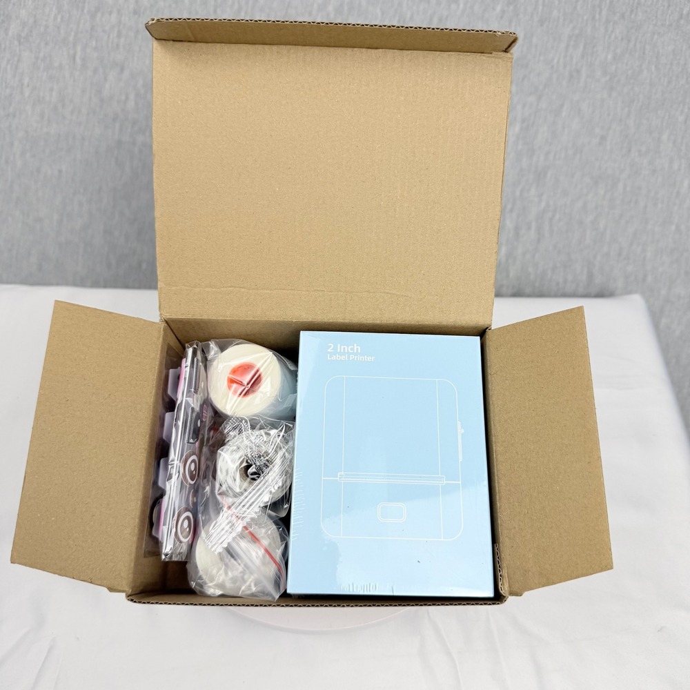 KAYSION 2 Inch Thermal Label Printer Portable Inkless Bluetooth NFC Blue Bundle